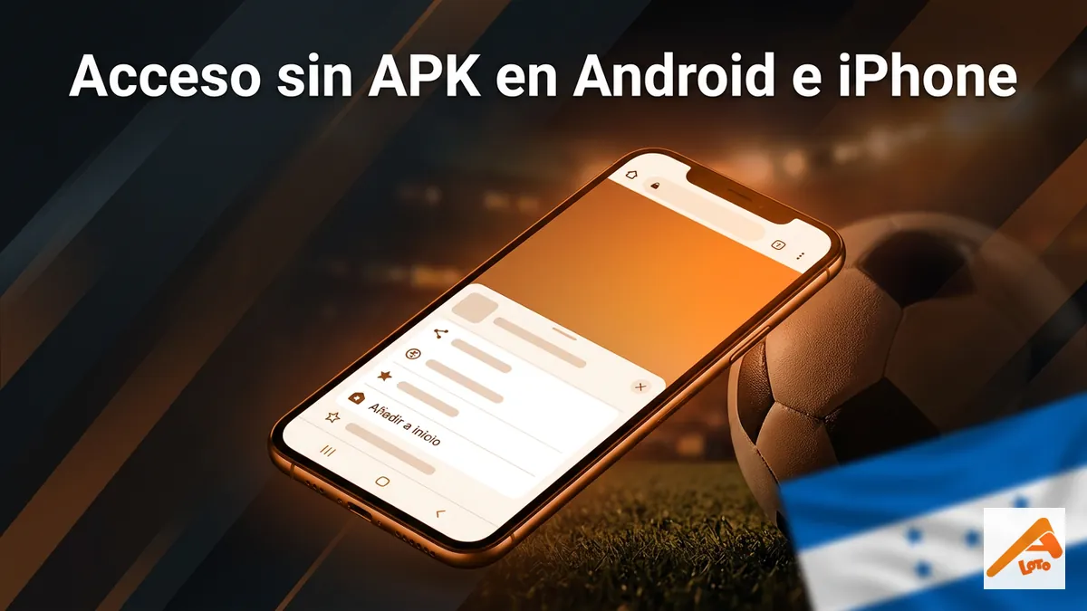 Pantalla de celular mostrando cómo añadir Apostemos HN a la pantalla de inicio desde el navegador, sin necesidad de un APK