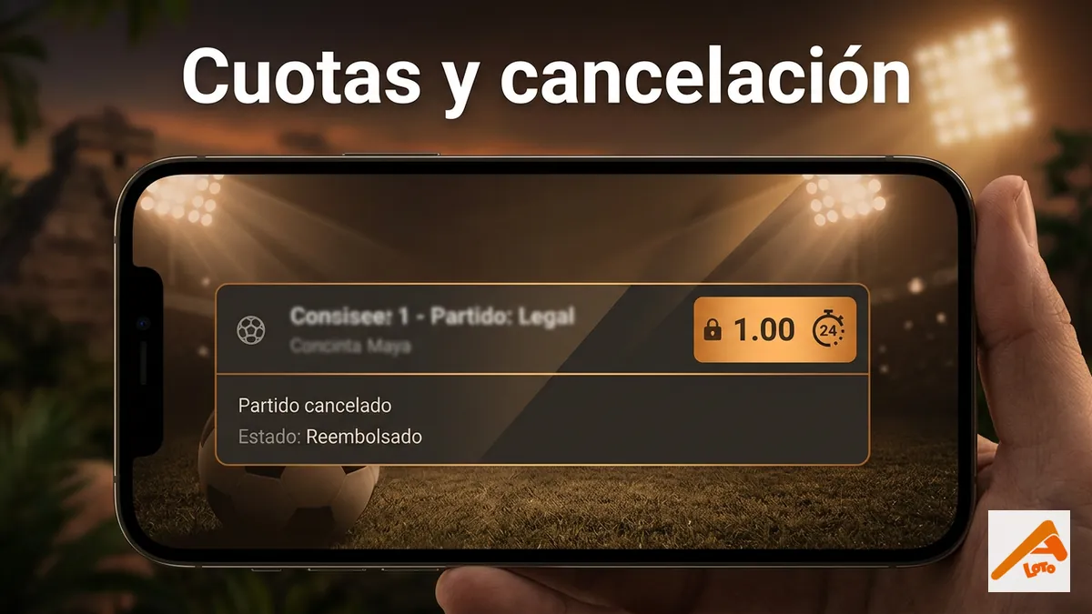 Pantalla de boleto de Apostemos Honduras mostrando cómo la cuota queda fija y qué pasa si se cancela un evento